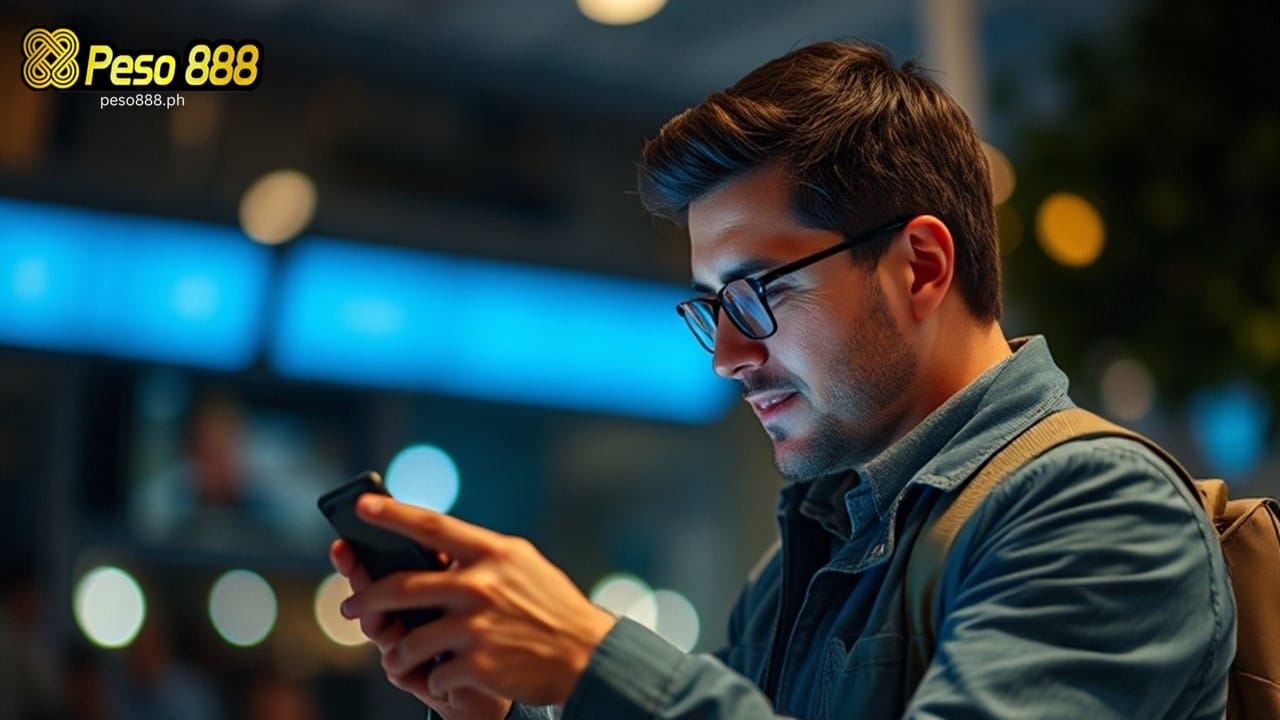 a man playing online casino games on mobile phone